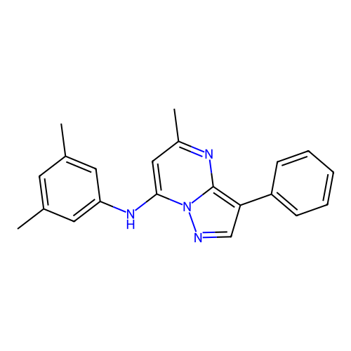 N-(3,5-dimethylphenyl)-5-methyl-3-phenylpyrazolo[1,5-a]pyrimidin-7-amine structure
