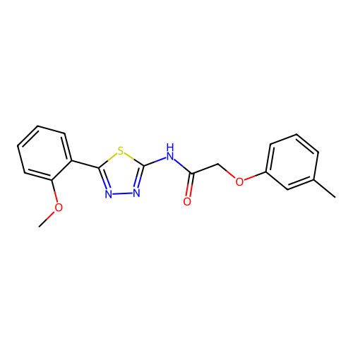 N-(5-(2-methoxyphenyl)-1,3,4-thiadiazol-2-yl)-2-(m-tolyloxy)acetamide structure