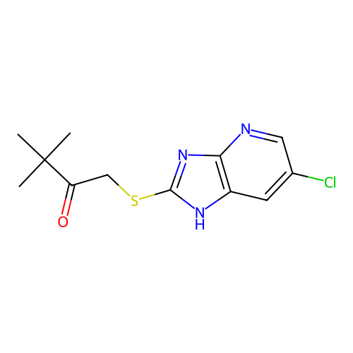 1-[(6-chloro-3H-imidazo[4,5-b]pyridin-2-yl)sulfanyl]-3,3-dimethylbutan-2-one structure