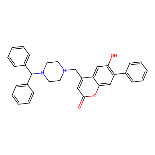 4-{[4-(Diphenylmethyl)piperazinyl]methyl}-6-hydroxy-7-phenylchromen-2-one structure