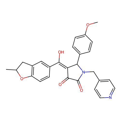 (4E)-4-[hydroxy-(2-methyl-2,3-dihydro-1-benzofuran-5-yl)methylidene]-5-(4-methoxyphenyl)-1-(pyridin-4-ylmethyl)pyrrolidine-2,3-dione structure