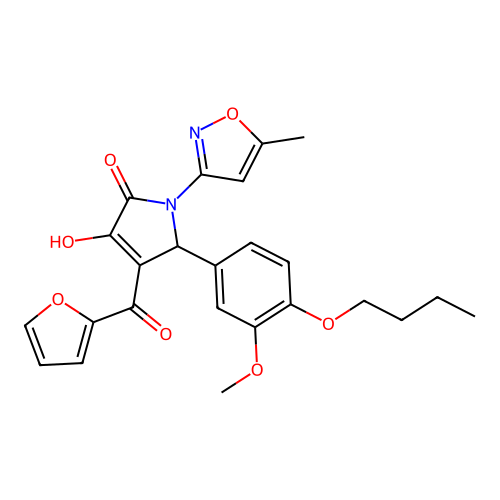 (4E)-5-(4-butoxy-3-methoxyphenyl)-4-[furan-2-yl(hydroxy)methylidene]-1-(5-methyl-1,2-oxazol-3-yl)pyrrolidine-2,3-dione structure