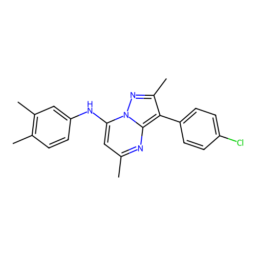 3-(4-chlorophenyl)-N-(3,4-dimethylphenyl)-2,5-dimethylpyrazolo[1,5-a]pyrimidin-7-amine structure