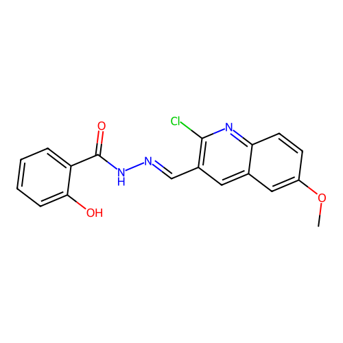 N'-[(E)-(2-chloro-6-methoxyquinolin-3-yl)methylidene]-2-hydroxybenzohydrazide structure