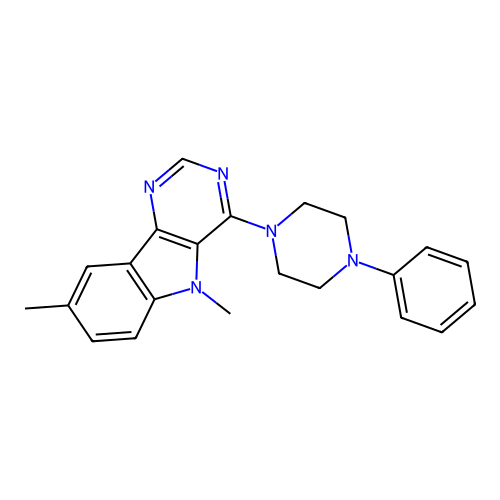 5,8-dimethyl-4-(4-phenylpiperazin-1-yl)-5H-pyrimido[5,4-b]indole structure