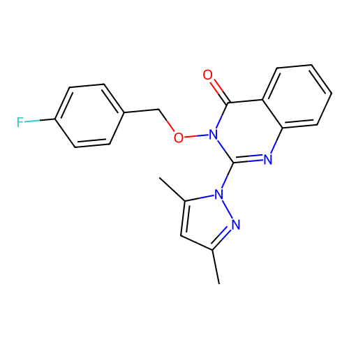 2-(3,5-dimethyl-1H-pyrazol-1-yl)-3-((4-fluorobenzyl)oxy)quinazolin-4(3H)-one structure