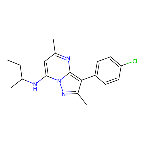 N-(butan-2-yl)-3-(4-chlorophenyl)-2,5-dimethylpyrazolo[1,5-a]pyrimidin-7-amine structure