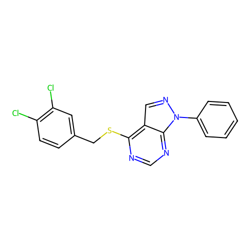 4-[(3,4-dichlorobenzyl)sulfanyl]-1-phenyl-1H-pyrazolo[3,4-d]pyrimidine structure