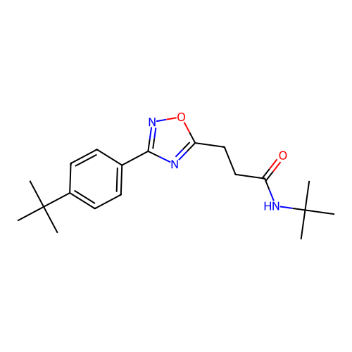 N-tert-butyl-3-[3-(4-tert-butylphenyl)-1,2,4-oxadiazol-5-yl]propanamide structure