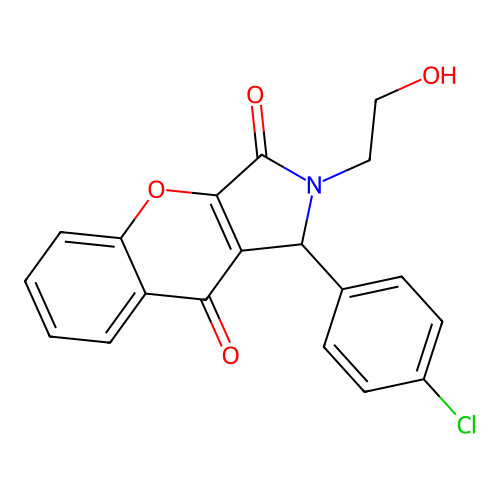 1-(4-chlorophenyl)-2-(2-hydroxyethyl)-1,2-dihydrochromeno[2,3-c]pyrrole-3,9-dione structure
