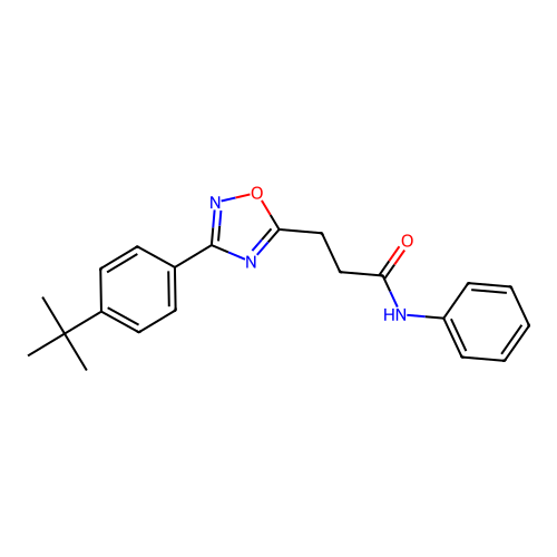3-[3-(4-tert-butylphenyl)-1,2,4-oxadiazol-5-yl]-N-phenylpropanamide structure