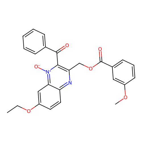 2-Benzoyl-7-ethoxy-3-(((3-methoxybenzoyl)oxy)methyl)quinoxaline 1-oxide structure