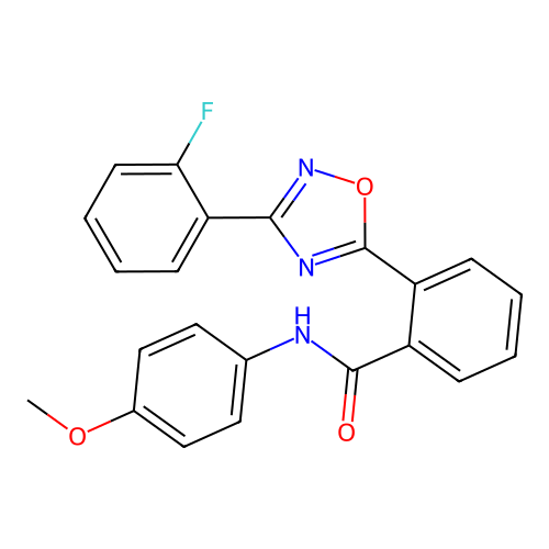 2-[3-(2-fluorophenyl)-1,2,4-oxadiazol-5-yl]-N-(4-methoxyphenyl)benzamide structure