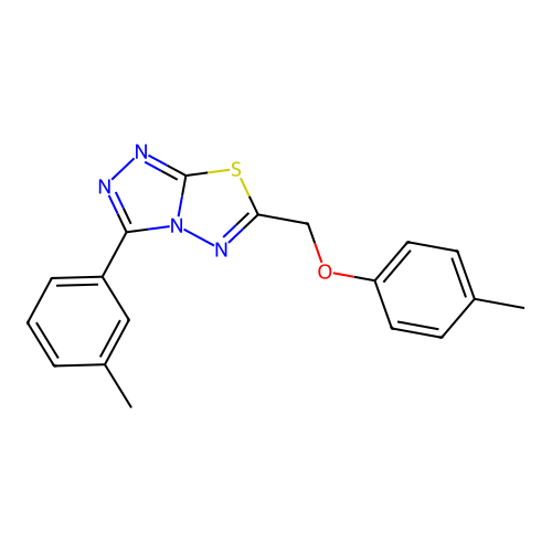6-[(4-methylphenoxy)methyl]-3-(3-methylphenyl)-[1,2,4]triazolo[3,4-b][1,3,4]thiadiazole structure