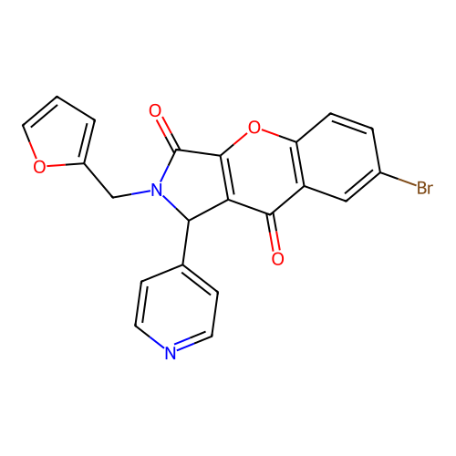7-bromo-2-(furan-2-ylmethyl)-1-(pyridin-4-yl)-1,2-dihydrochromeno[2,3-c]pyrrole-3,9-dione structure