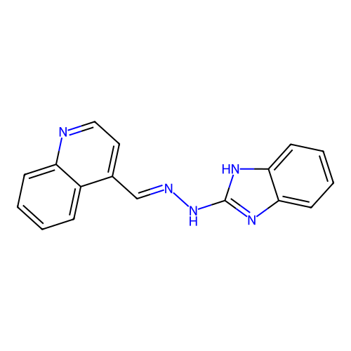 4-[(E)-(1,3-dihydro-2H-benzimidazol-2-ylidenehydrazinylidene)methyl]quinoline structure