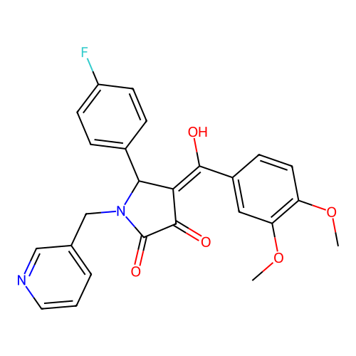 (4E)-4-[(3,4-dimethoxyphenyl)-hydroxymethylidene]-5-(4-fluorophenyl)-1-(pyridin-3-ylmethyl)pyrrolidine-2,3-dione structure