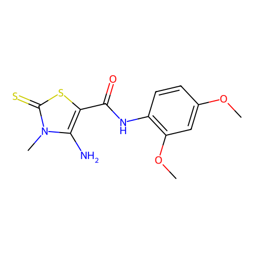4-amino-N-(2,4-dimethoxyphenyl)-3-methyl-2-thioxo-2,3-dihydro-1,3-thiazole-5-carboxamide structure