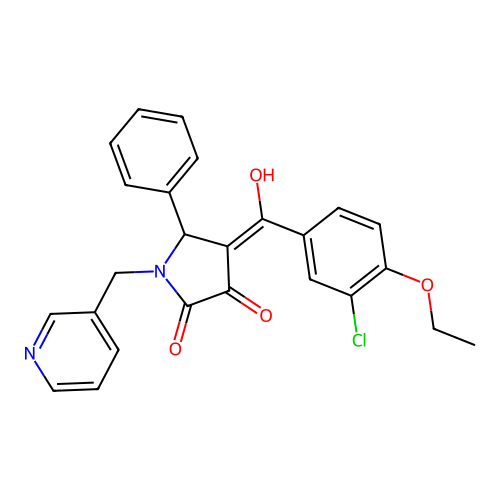 (4E)-4-[(3-chloro-4-ethoxyphenyl)-hydroxymethylidene]-5-phenyl-1-(pyridin-3-ylmethyl)pyrrolidine-2,3-dione structure