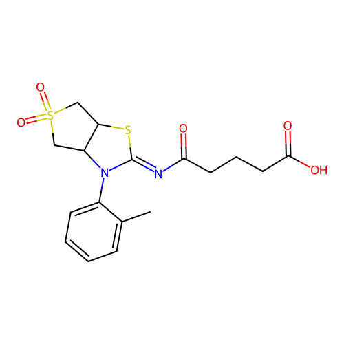 5-{[(2Z)-3-(2-methylphenyl)-5,5-dioxidotetrahydrothieno[3,4-d][1,3]thiazol-2(3H)-ylidene]amino}-5-oxopentanoic acid structure