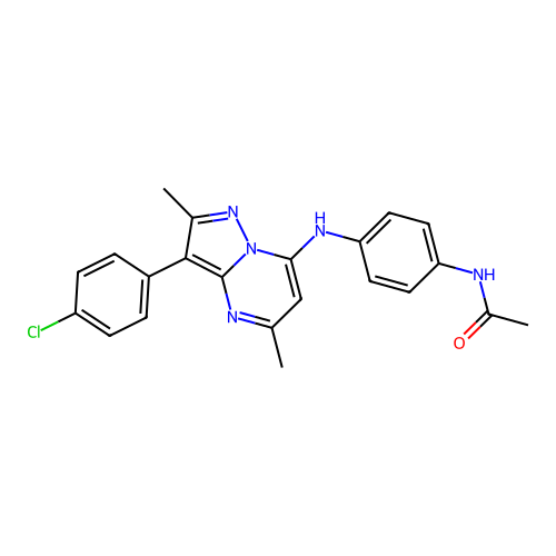 N-(4-{[3-(4-chlorophenyl)-2,5-dimethylpyrazolo[1,5-a]pyrimidin-7-yl]amino}phenyl)acetamide structure