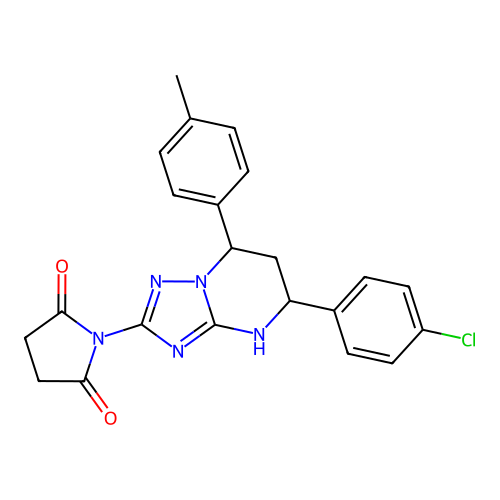 1-(5-(4-chlorophenyl)-7-(p-tolyl)-4,5,6,7-tetrahydro-[1,2,4]triazolo[1,5-a]pyrimidin-2-yl)pyrrolidine-2,5-dione structure
