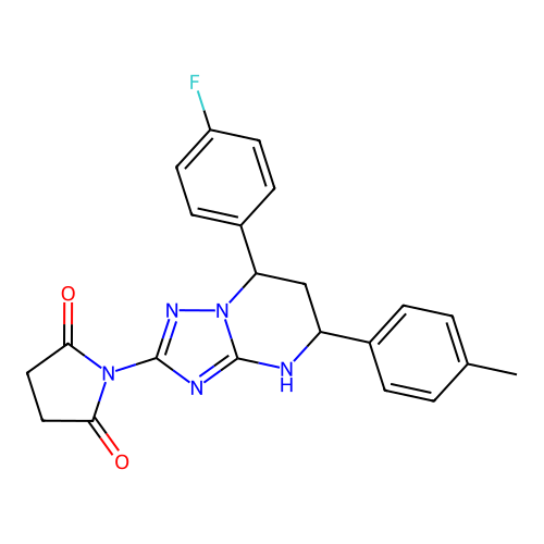 1-[7-(4-fluorophenyl)-5-(4-methylphenyl)-1,5,6,7-tetrahydro-[1,2,4]triazolo[1,5-a]pyrimidin-2-yl]pyrrolidine-2,5-dione structure