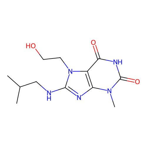 7-(2-hydroxyethyl)-8-(isobutylamino)-3-methyl-1H-purine-2,6(3H,7H)-dione structure