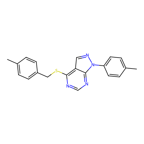 4-(4-Methyl-benzylsulfanyl)-1-p-tolyl-1H-pyrazolo[3,4-d]pyrimidine structure