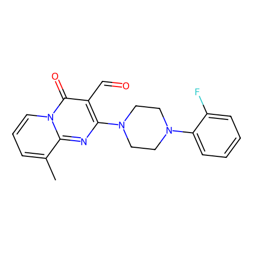 2-[4-(2-fluorophenyl)piperazin-1-yl]-9-methyl-4-oxopyrido[1,2-a]pyrimidine-3-carbaldehyde structure