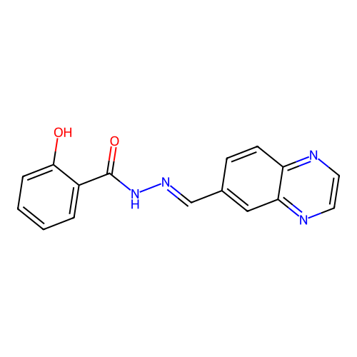 2-hydroxy-N-[(E)-quinoxalin-6-ylmethylideneamino]benzamide structure