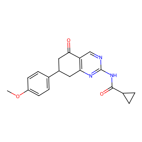 N-(7-(4-methoxyphenyl)-5-oxo-5,6,7,8-tetrahydroquinazolin-2-yl)cyclopropanecarboxamide structure