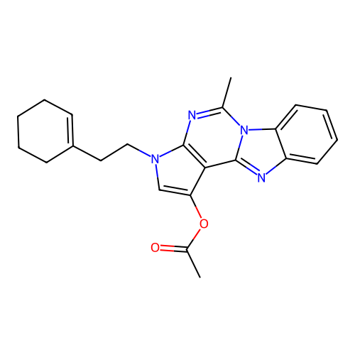 3-(2-(cyclohex-1-en-1-yl)ethyl)-5-methyl-3H-benzo[4,5]imidazo[1,2-c]pyrrolo[3,2-e]pyrimidin-1-yl acetate structure