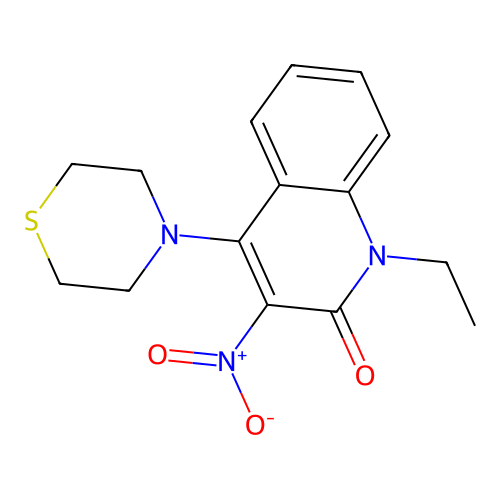 1-Ethyl-3-nitro-4-thiomorpholin-4-ylquinolin-2-one structure