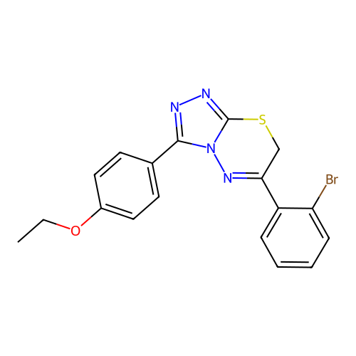 6-(2-bromophenyl)-3-(4-ethoxyphenyl)-7H-[1,2,4]triazolo[3,4-b][1,3,4]thiadiazine structure
