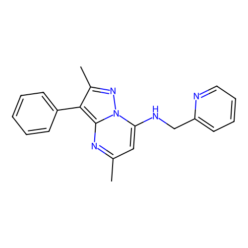2,5-dimethyl-3-phenyl-N-(pyridin-2-ylmethyl)pyrazolo[1,5-a]pyrimidin-7-amine structure