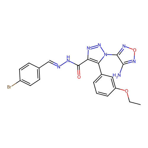 (E)-1-(4-amino-1,2,5-oxadiazol-3-yl)-N'-(4-bromobenzylidene)-5-(3-ethoxyphenyl)-1H-1,2,3-triazole-4-carbohydrazide structure