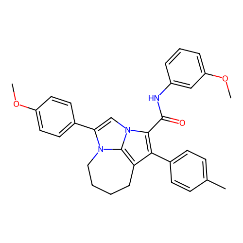 N-(3-methoxyphenyl)-4-(4-methoxyphenyl)-1-(4-methylphenyl)-5,6,7,8-tetrahydro-2a,4a-diazacyclopenta[cd]azulene-2-carboxamide structure