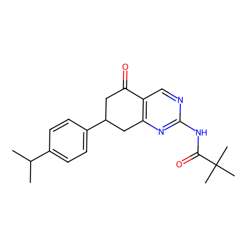 2,2-dimethyl-N-{5-oxo-7-[4-(propan-2-yl)phenyl]-5,6,7,8-tetrahydroquinazolin-2-yl}propanamide structure