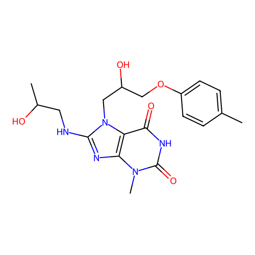 7-(2-hydroxy-3-(p-tolyloxy)propyl)-8-((2-hydroxypropyl)amino)-3-methyl-1H-purine-2,6(3H,7H)-dione structure