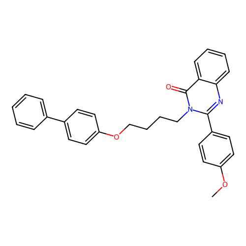 3-[4-(biphenyl-4-yloxy)butyl]-2-(4-methoxyphenyl)quinazolin-4(3H)-one structure