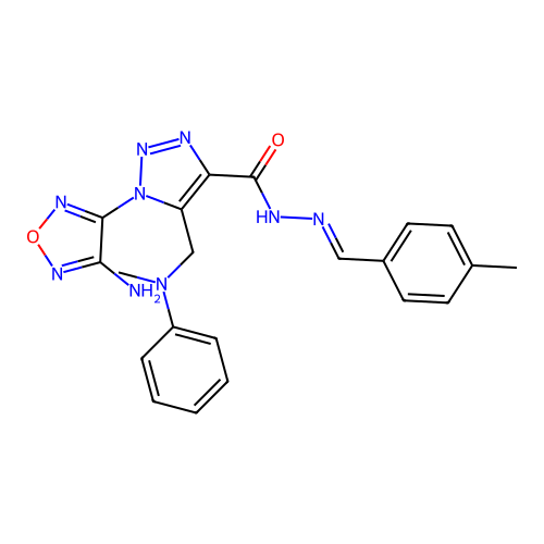(E)-1-(4-amino-1,2,5-oxadiazol-3-yl)-5-((methyl(phenyl)amino)methyl)-N'-(4-methylbenzylidene)-1H-1,2,3-triazole-4-carbohydrazide structure