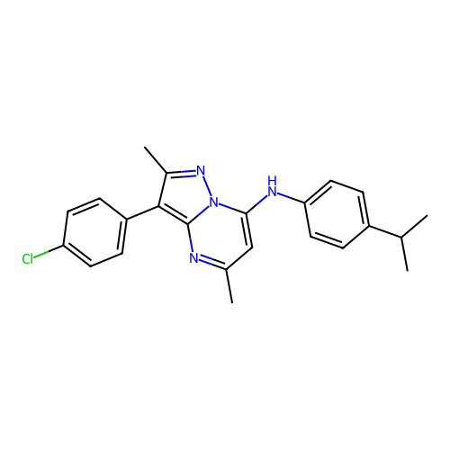 3-(4-chlorophenyl)-2,5-dimethyl-N-[4-(propan-2-yl)phenyl]pyrazolo[1,5-a]pyrimidin-7-amine structure