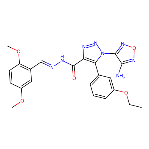 (E)-1-(4-amino-1,2,5-oxadiazol-3-yl)-N'-(2,5-dimethoxybenzylidene)-5-(3-ethoxyphenyl)-1H-1,2,3-triazole-4-carbohydrazide structure
