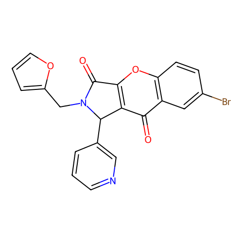 7-bromo-2-(furan-2-ylmethyl)-1-pyridin-3-yl-1H-chromeno[2,3-c]pyrrole-3,9-dione structure