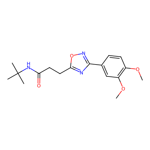 N-tert-butyl-3-[3-(3,4-dimethoxyphenyl)-1,2,4-oxadiazol-5-yl]propanamide structure