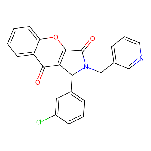 1-(3-chlorophenyl)-2-(pyridin-3-ylmethyl)-1,2-dihydrochromeno[2,3-c]pyrrole-3,9-dione structure