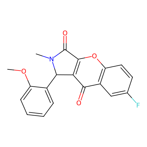 7-fluoro-1-(2-methoxyphenyl)-2-methyl-1,2-dihydrochromeno[2,3-c]pyrrole-3,9-dione structure