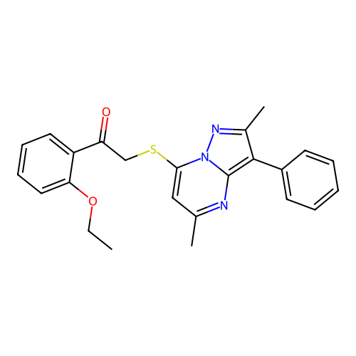 2-[(2,5-dimethyl-3-phenylpyrazolo[1,5-a]pyrimidin-7-yl)sulfanyl]-1-(2-ethoxyphenyl)ethanone structure