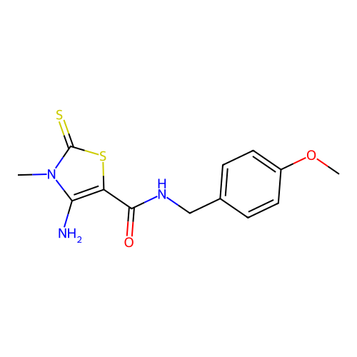 4-amino-N-(4-methoxybenzyl)-3-methyl-2-thioxo-2,3-dihydro-1,3-thiazole-5-carboxamide structure